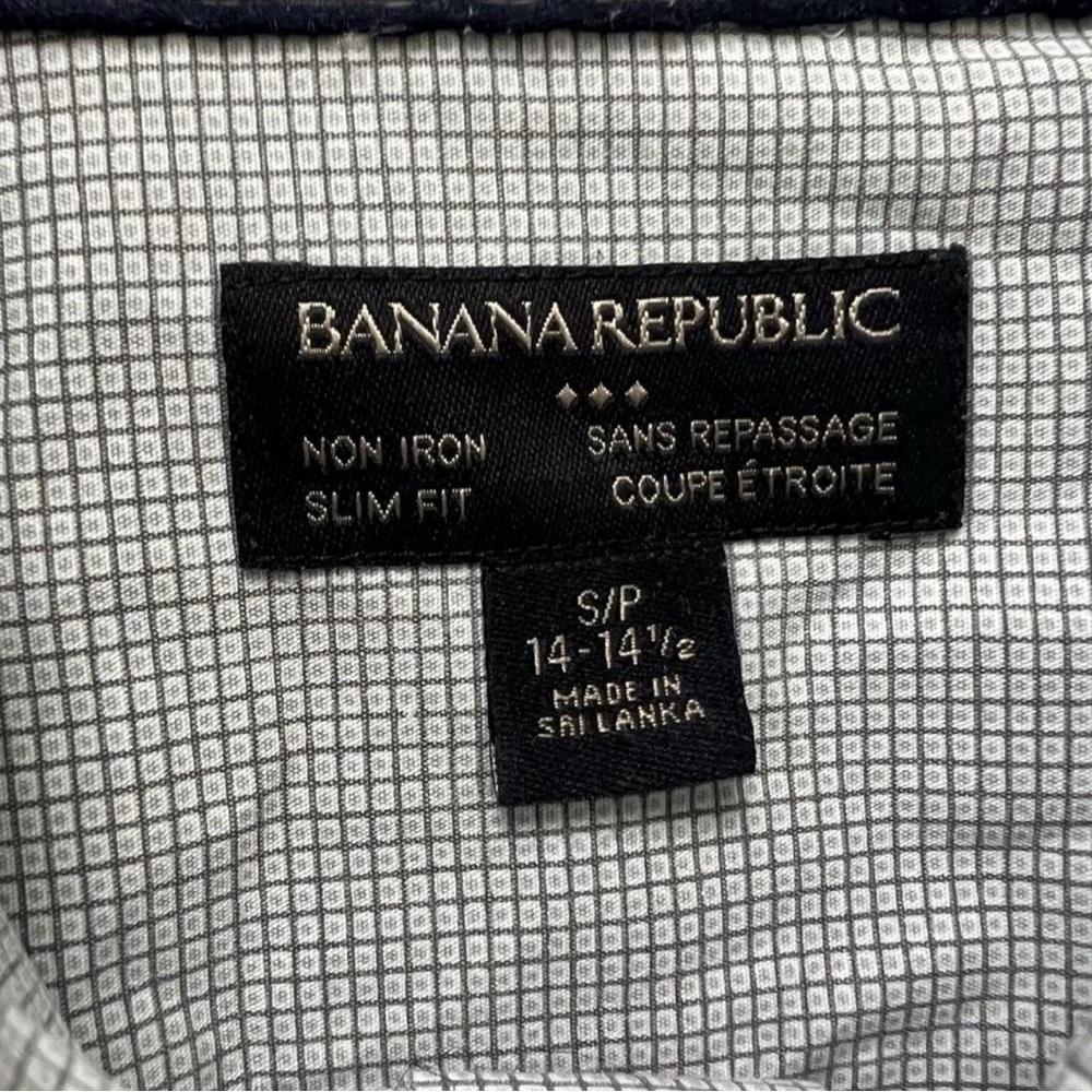Banana Republic Non-Iron Slim Fit Dress Shirt Men’s Small | Gray Micro-Check‎ - Picture 3 of 7